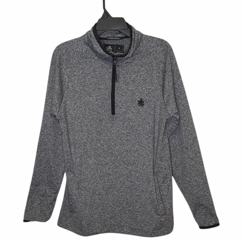 RUGBY UNIVERSITY EXTREME  STRETCH MENS 1/4 ZIP GRAY LONG SLEEVE SHIRT SIZE SMALL